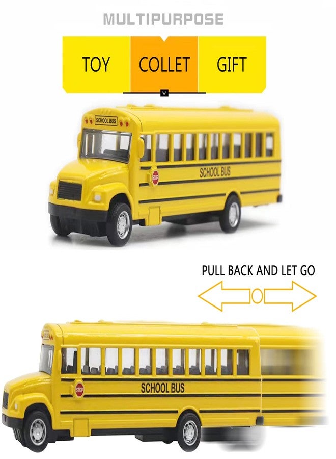 weilaga 2 Pack 5.5" Pull Back Yellow School Bus Toy Playset,Durable Die-cast Metal Toy Vehicles,Party Favors,Best Birthday Gift for Boys Girls Kids Toddlers - Image 3